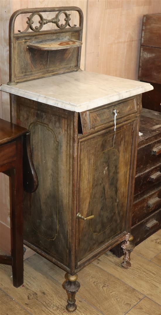 A 19th century painted tin bedside cabinet W.43cm